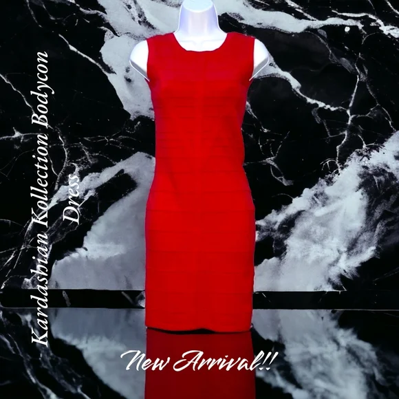 NWT!! Kardashian Kollection Red Sleeveless Bodycon Dress!! Always Open To Offers - Picture 2 of 11